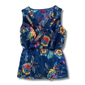 Merona Floral Sleeveless Peplum Blouse, Size Medium